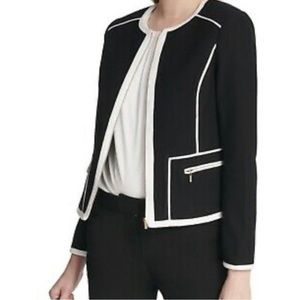 Calvin Klein black jacket with white trim